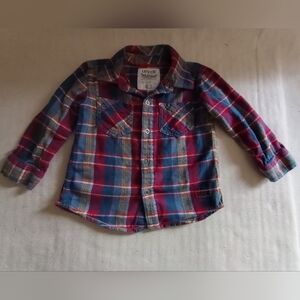 Levi's Kids Plaid Flannel Shirt - Red and Blue 12 Months